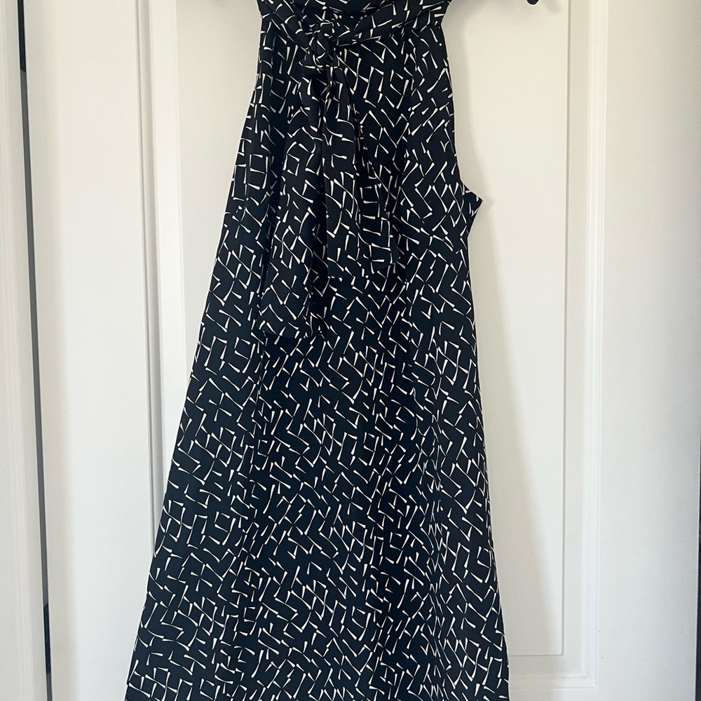 Banana Republic Halter Neck Black Dress with White Abstract Strokes